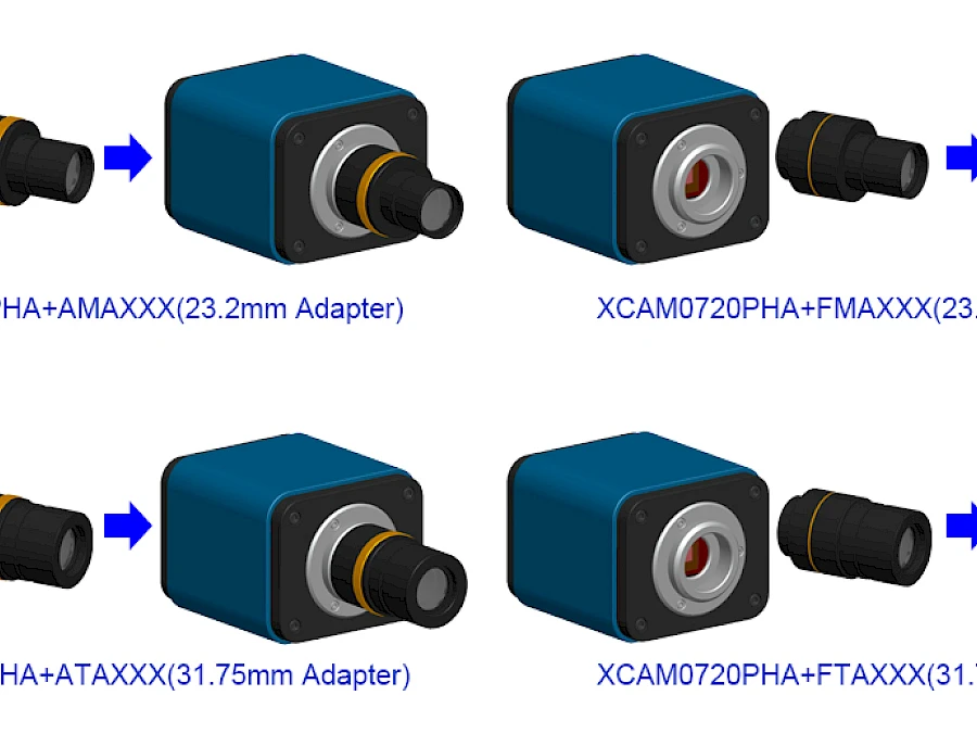 Extension of XCAM0720PHA with Microscope or Telescope Adapter