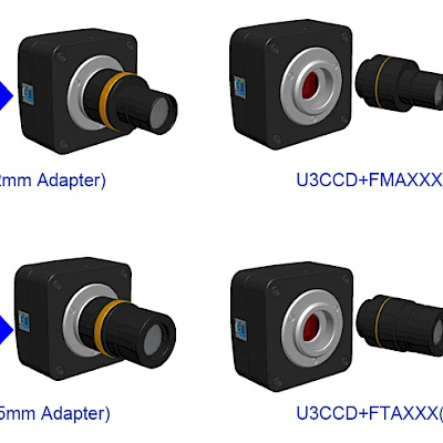 Extension of U3CCD Series with Microscope or Telescope Adapter
