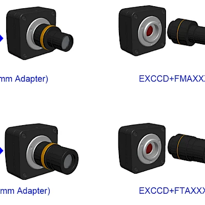 Extension of EXCCD Series with Microscope or Telescope Adapter