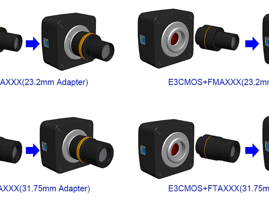 Extension of E3CMOS with Microscope or Telescope Adapter