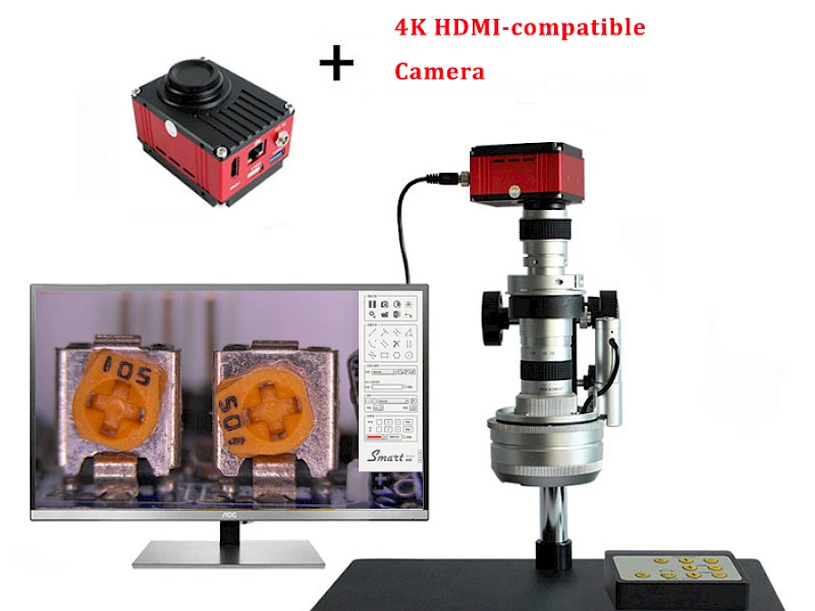 DTE-5 Auto 3D Stereo Microscope with its Connected 4K HDMI Camera