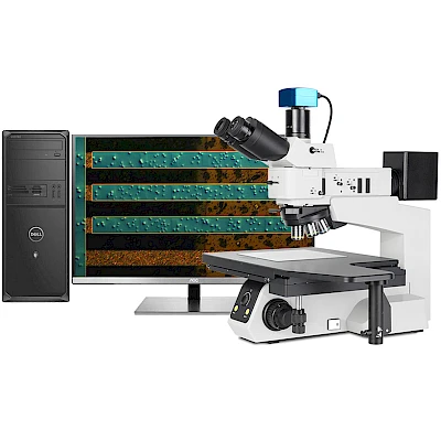 CM80BD Metallurgical Microscope with its connected USB Camera