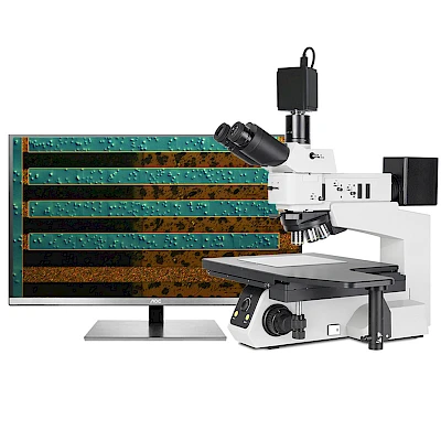 CM80BD-AF Electric Metallurgical Microscope with its connected 4K HDMI Camera