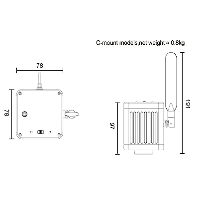 Dimension of W1200C Camera