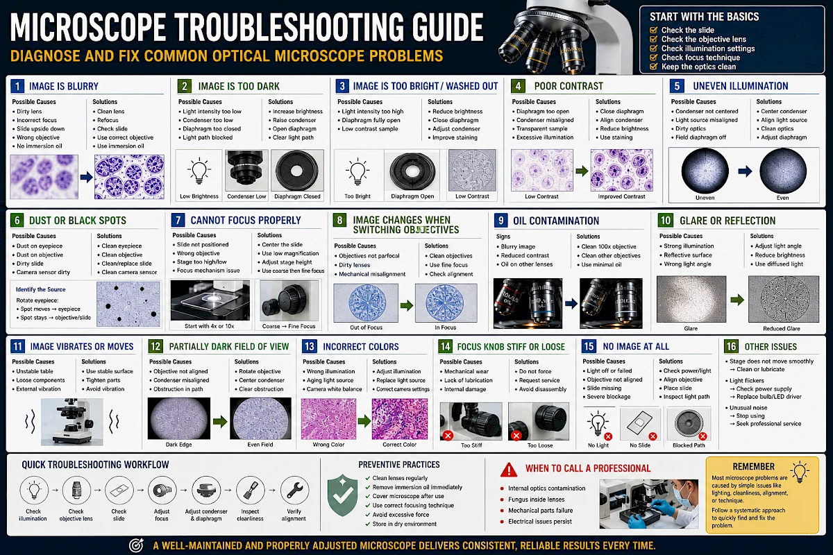 Microscope Troubleshooting Guide: Diagnose and Fix Common Optical Microscope Problems
